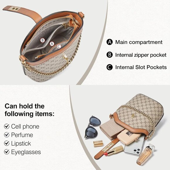 Cell Phone Crossbody Bags for Women Small Chain Top-handle Vertical Handbags Pur - Picture 6 of 6